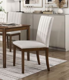 Contemporary Brown Finish Dining Chairs Set of 2 Fabric Upholstery Seat and Back Wooden Kitchen Dinng Furniture