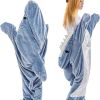 Shark Blanket Hoodie Onesie Adult Kid Cozy Shark Hoodie Blanket - Soft Flannel Wearable Sleeping Bag, Machine Washable